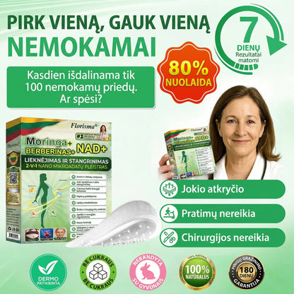 Grynieji pinigai pristatymo metu [70% nuolaida] Florisma® 👩‍⚕️ Moringa + BERBERINAS + NAD+ Liekninantis ir Stangrinantis 10-in-1 Nano Mikroadatinis Pleistras. 🏆