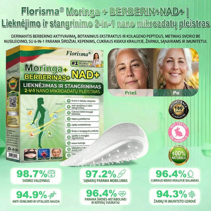 Grynieji pinigai pristatymo metu [70% nuolaida] Florisma® 👩‍⚕️ Moringa + BERBERINAS + NAD+ Liekninantis ir Stangrinantis 10-in-1 Nano Mikroadatinis Pleistras. 🏆